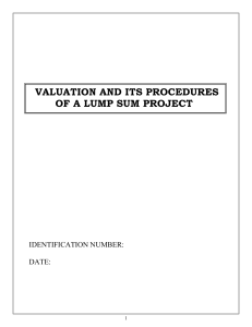 Sample Tech Paper -- VALUATION AND ITS PROCEDURES OF A LUMP SUM PROJECT