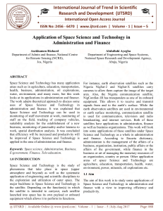 Application of Space Science and Technology in Administration and Finance