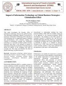 Impact of Information Technology on Global Business Strategies Globalization Effect