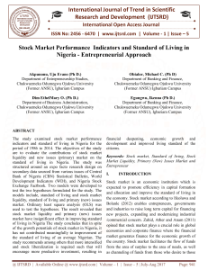 Stock Market Performance Indicators and Standard of Living in Nigeria Entrepreneurial Approach