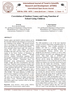 Correlation of Outdoor Games and Lung Function of School Going Children