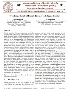 Trends and Levels of Female Literacy in Belagavi District