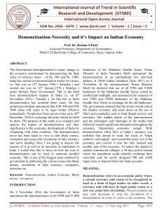 Demonetization Necessity and it's Impact on Indian Economy