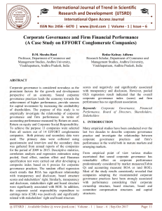 Corporate Governance and Firm Financial Performance A Case Study on EFFORT Conglomerate Companies