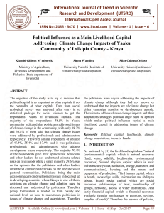 Political influence as a main Livelihood capital addressing climate change impacts of Yaaku Community of Laikipia County Kenya