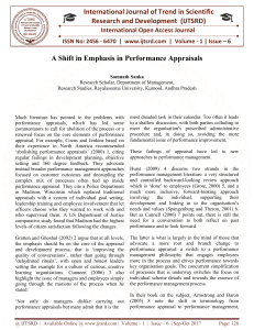 A Shift in Emphasis in Performance Appraisals