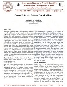 Gender Difference Between Youth Problems