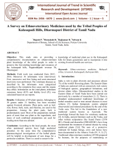 A Survey on Ethnoveterinary Medicines used by the Tribal Peoples of Kalasapadi Hills, Dharmapuri District of Tamil Nadu