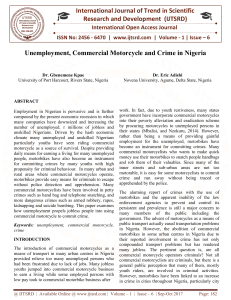 Unemployment, Commercial Motorcycle and Crime in Nigeria