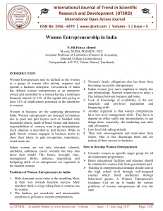 Women Entrepreneurship in India