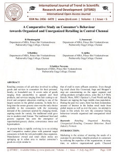 A Comparative Study on Consumer'S Behaviour towards Organized and Unorganized Retailing in Central Chennai