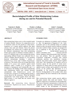 Bacteriological Profile of Skin Moisturizing Lotions during use and its Potential Hazards