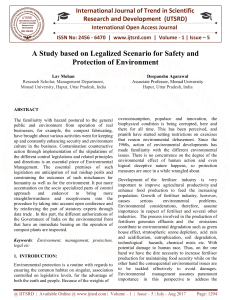 A Study based on Legalized Scenario for Safety and Protection of Environment