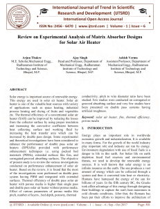 Review on Experimental analysis of Matrix Absorber Designs for Solar Air Heater