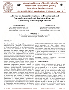 A Review on Anaerobic Treatment in Decentralized and Source Separation Based Sanitation Concepts Applicability in Developing Countries
