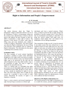 Right to Information and Peoples Empowerment