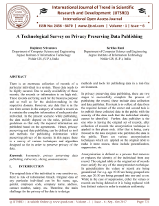 A Technological Survey on Privacy Preserving Data Publishing