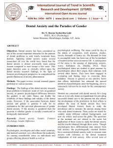 Dental Anxiety and the Paradox of Gender