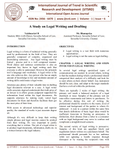 A Study on Legal Writing and Drafting