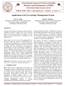 Application of IOT in Garbage Management System