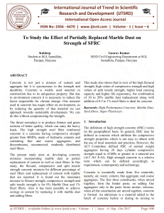 To Study the Effect of Partially Replaced Marble Dust on Strength of SFRC