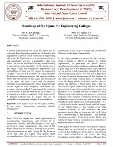 Roadmap of Six Sigma for Engineering Colleges