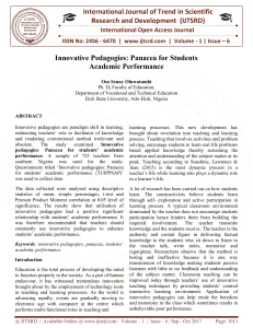Innovative Pedagogies Panacea for Students Academic Performance