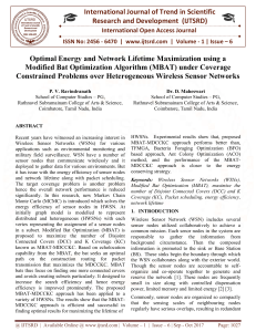 Optimal Energy and Network Lifetime Maximization using a Modified Bat Optimization Algorithm MBAT under Coverage Constrained Problems over Heterogeneous Wireless Sensor Networks