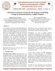 A Research on the Decisive Factors of Progress of Self Help Groups in Prakasam District