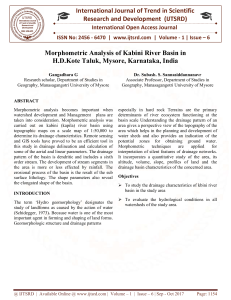 Morphometric Analysis of Kabini River Basin in H.D.Kote Taluk, Mysore, Karnataka, India