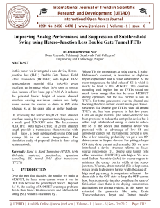 Improving Analog Performance and Suppression of Subthreshold Swing using Hetero Junction Less Double Gate Tunnel FETs