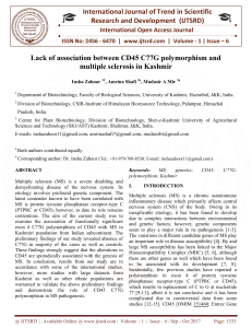 Lack of association between CD45 C77G polymorphism and multiple sclerosis in Kashmir