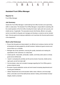 Kruger Shalati Assistant Front Office Manager Job Description