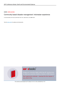 Community based disaster management Indonesian exp