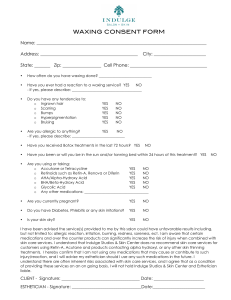 Waxing Consent Form Sample