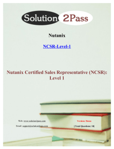 Nutanix NCSR-Level-1 Exam Questions