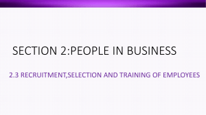 2.3 RECRIUTMENT,TRAINING AND SELECTION