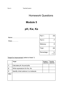 Y13 Home work Qs pH, Kw, Ka