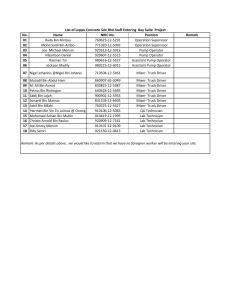 List Of Staff Entering Bay Suite Project 2020