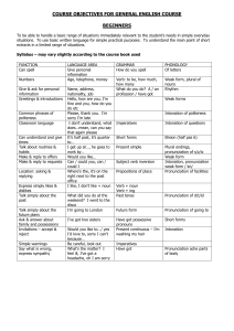 General English Course Objectives: Beginner to Intermediate