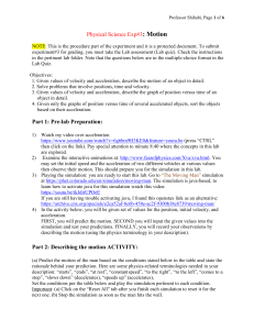 Experiment Motion Procedure