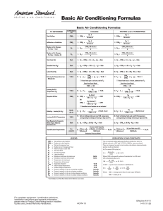 Basic Air Conditioning Formulas