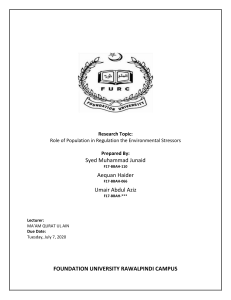 Role of Population in Regulation the Environmental Stressors