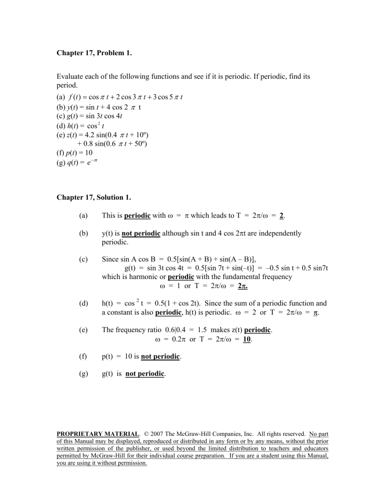 Solved For each of the following functions, find a. f(p); b.