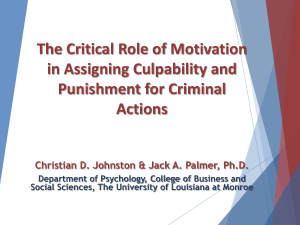 The Critical Role of Motivation in Assigning Culpability and Punishment for Criminal Actions