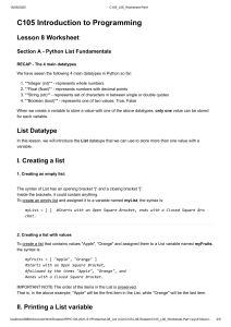 C105 L08 Worksheet-Part1 Python