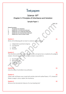 Principles of Inheritance and Variation Sample Paper 1