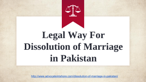 Get Consutancy For Dissolution of Marriage in Pakistan By Expert Lawyers