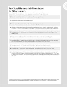 Ten Critical Elements in Differentiation for Gifted Learners