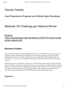 Medicare UX Challenge.gov National Winner – Claudia Cassidy